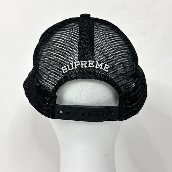 Supreme Strawberry Mesh Back 5-panel Black Cap Hat SS17 - Picture 7 of 13